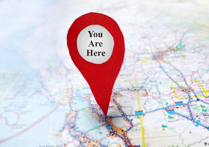 red pin on map representing affiliate website on which you are located