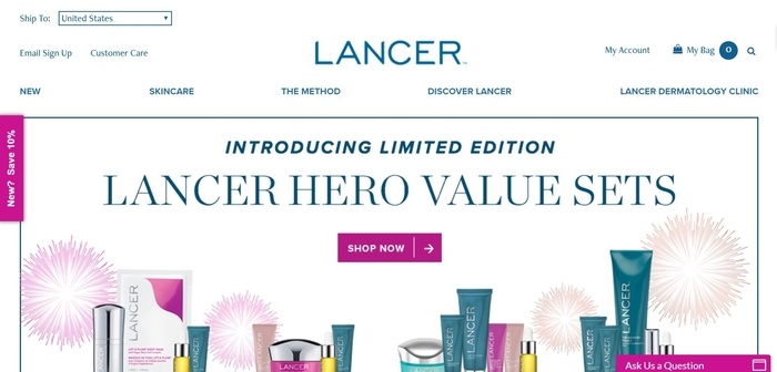 Lancer Skincare的会员注册页面截图