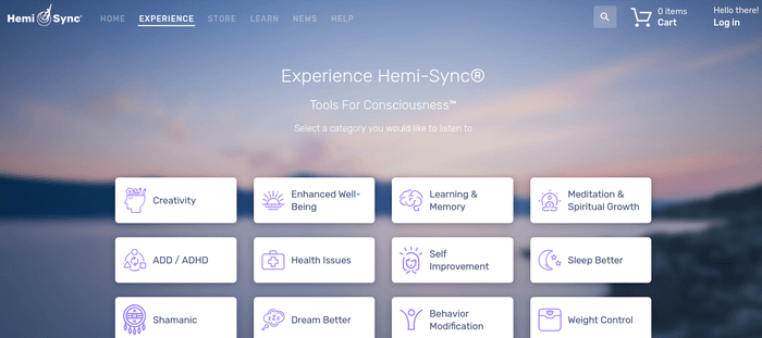 screenshot of the affiliate sign up page for Hemi-Sync