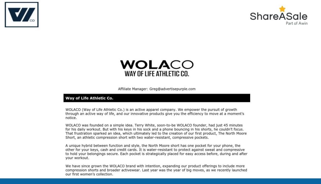 wolaco affiliate program screenshot signup