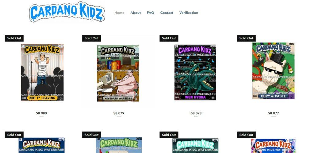 Some of the NFTs from the Cardano Kidz collection