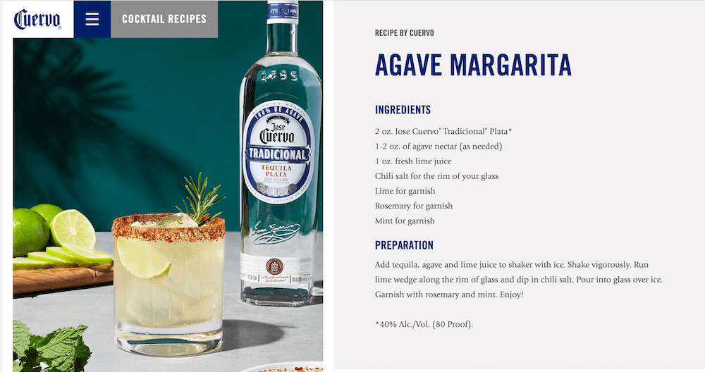 A Jose Cuervo featured recipe-- agave margarita.