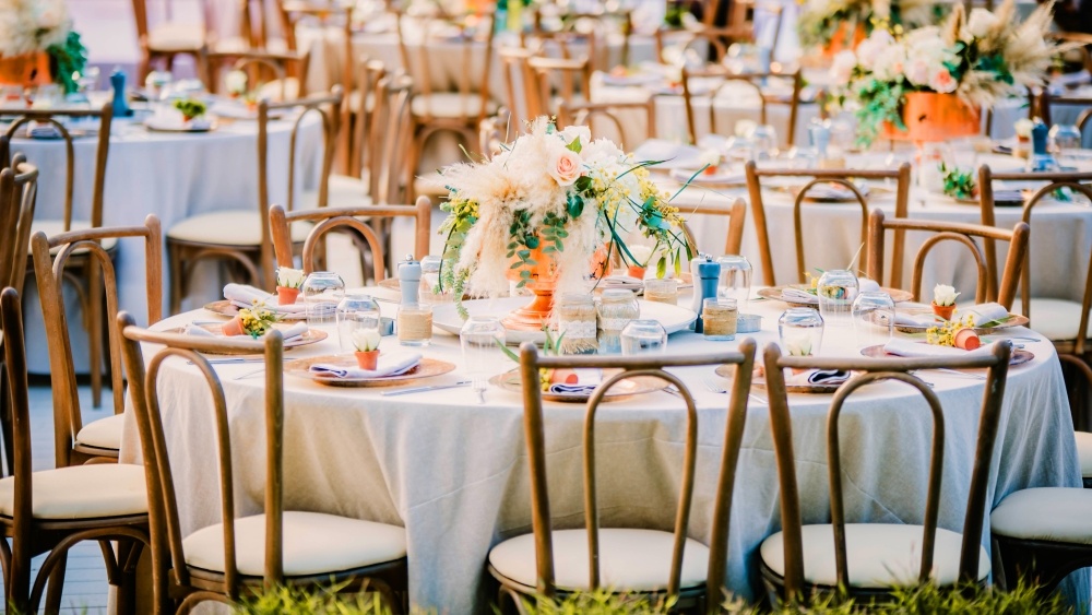 Decorated wedding tables