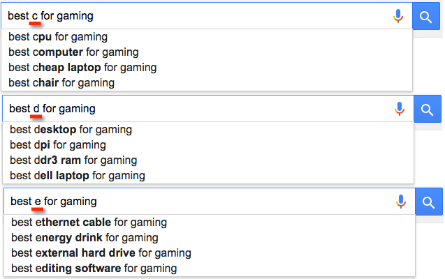 gaming keyword google searches