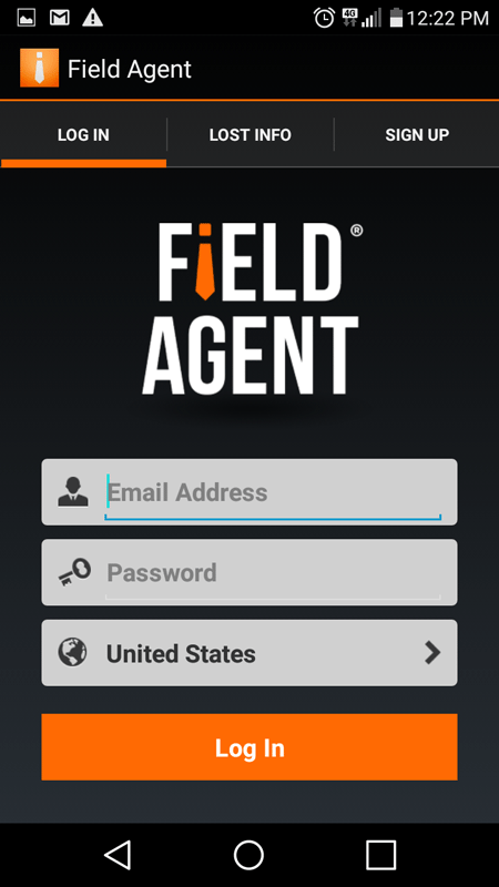 Field Agent Sign Up Screen