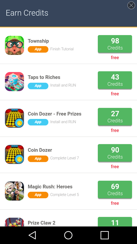 The Apps That I Could Download To Earn Credits For