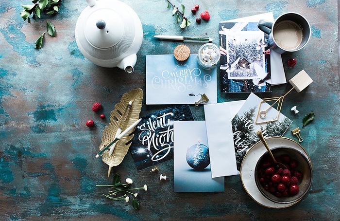 Photo of a table littered with greeting cards