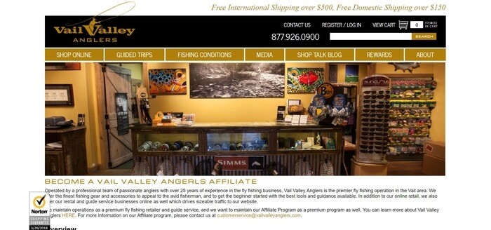 Vail Valley垂钓者的会员注册页面截图