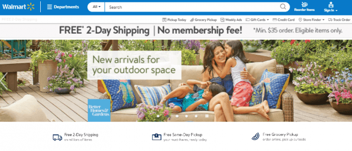 Walmart.com的截图，在那里你可以免费注册会员计划