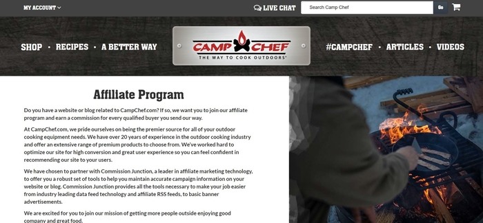 CampChef会员注册页面的截图