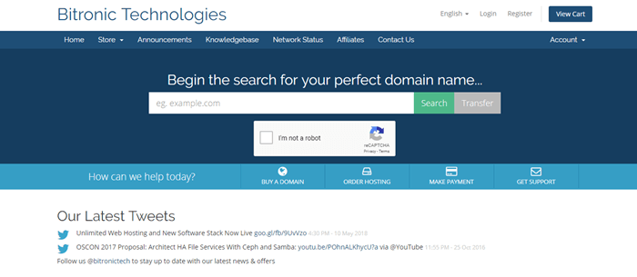Bitronic Technologies网站截图显示蓝色背景和搜索栏。