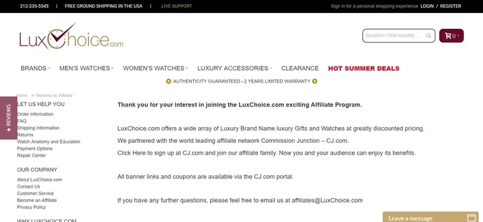LuxChoice会员注册页面截图