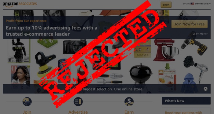 rejected amazon affiliate program