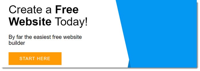 SITE123网站截图显示一个蓝色和白色的背景，文字关于创建一个免费的网站
