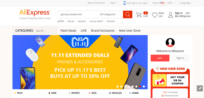 AliExpress Home Page