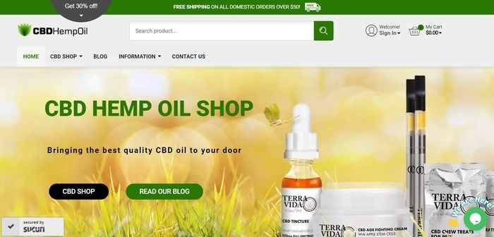 screenshot of the affiliate sign up page for CBDHempOil