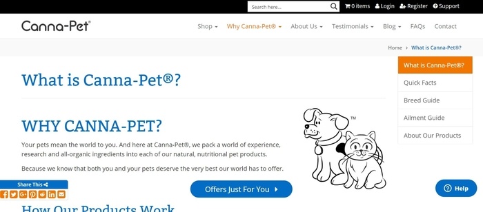 screenshot of the affiliate sign up page for Canna-Pet