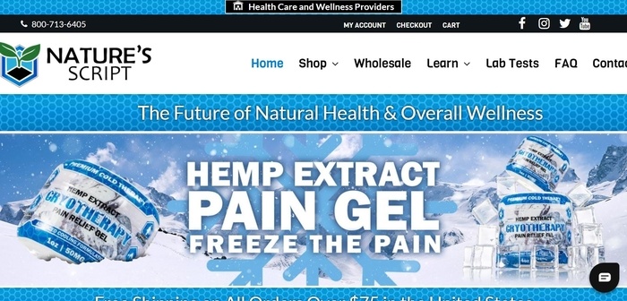 screenshot of the affiliate sign up page for Nature's Script