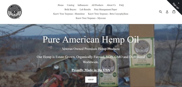 screenshot of the affiliate sign up page for Pure American Hemp OIl