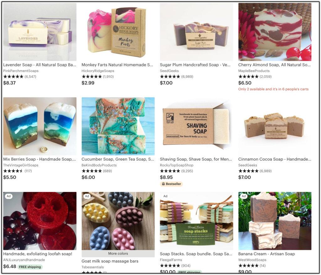 homemade soap on etsy pricing