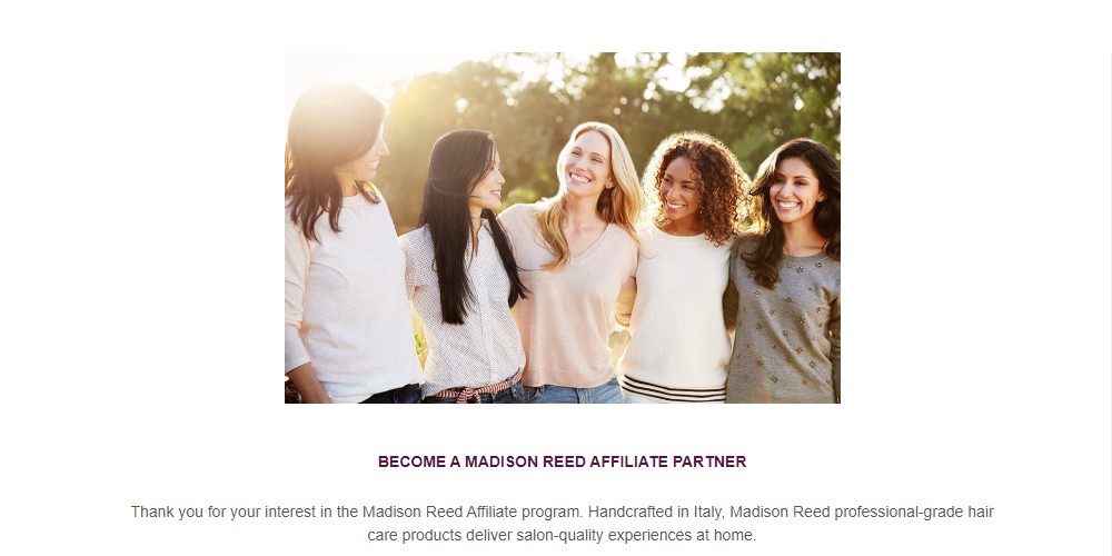 madison reed affiliate signup page