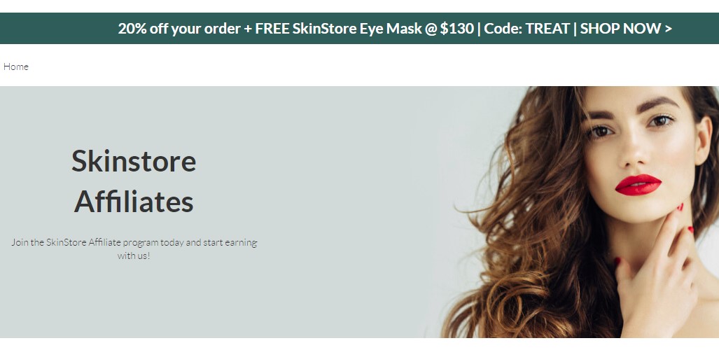 the skin store affiliate signup page