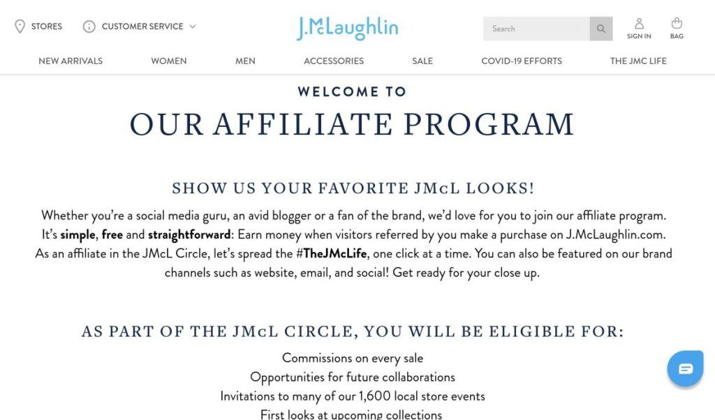 j mclaughlin affiliate program screenshot