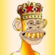 bored ape yacht club king ape with gold teeth and orange_yellow gradient background