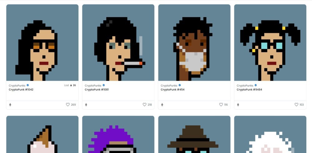 NFT listing page for the Crypto Punks NFT collection