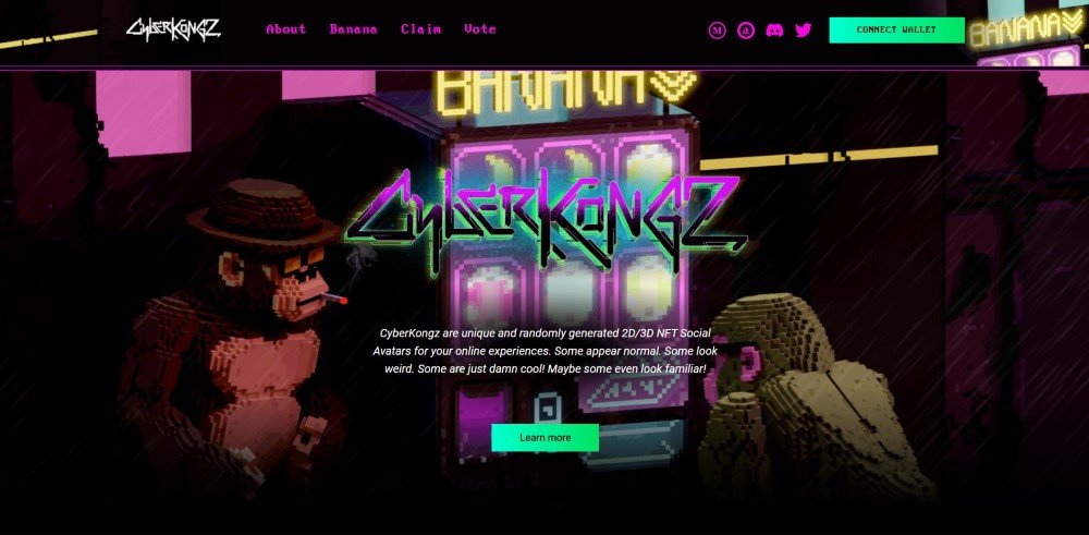home page for the Cyber Kongz NFT collection