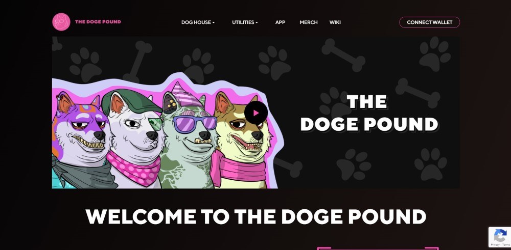 home page for the Doge Pound NFT collection