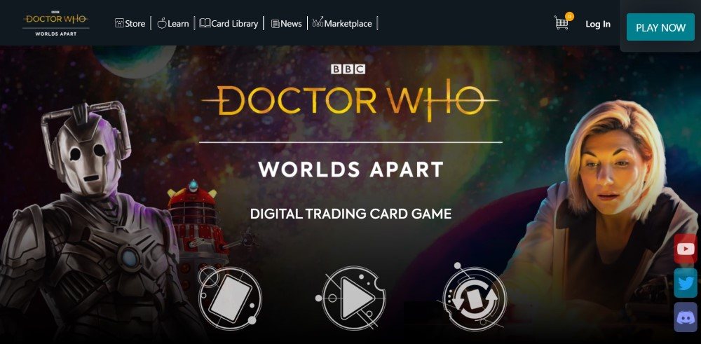网站标志为博士谁:世界分开NFT卡交易游戏。