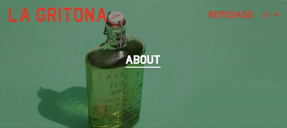 The website of La Gritona features a green bottle.