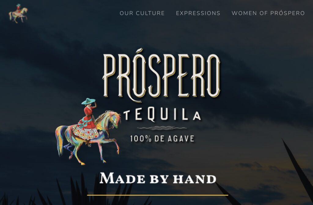 Prospero Tequila's website has a woman on a horse.